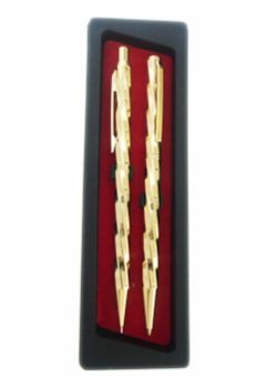 Conjunto de caneta e lapiseira metal dourado cód.10267-DOU