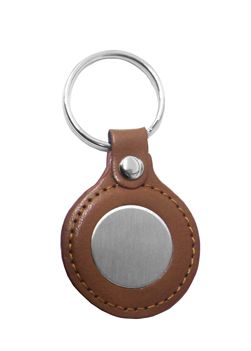 Chaveiro de couro redondo com detalhe de metal cód.9721