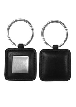 Chaveiro quadrado de couro com detalhe de metal cód. 9718