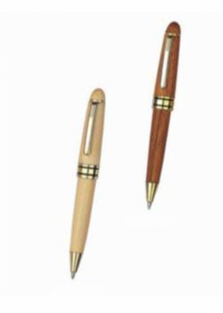 Mini caneta de madeira com detalhes dourados cód. 056B