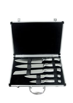 Kit faca Inox com 5 peças e maleta cód. 11951