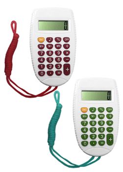 Calculadora plástica com cordão. cód 016