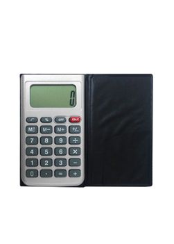 Calculadora na cor prata com capa preta. cód 10345