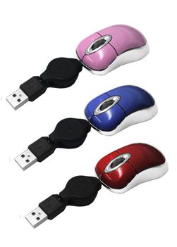 Mouse óptico brilhante com cabo retrátil cód. 11909