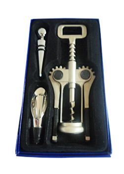 Kit vinho com 3 peças de metal cód. 8288